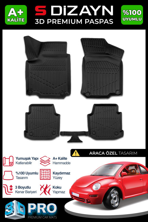 VW Beetle 3D Pro Havuzlu Paspas 1998-2008 A+ Kalite