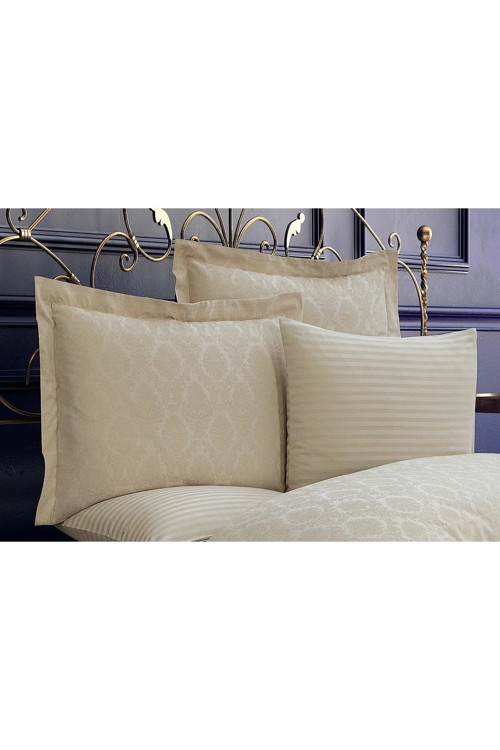 Monaco Bambu Jakar Kumaş Bej Ikili Oksford Yastık Kılıfı 60x80 Cm 1321