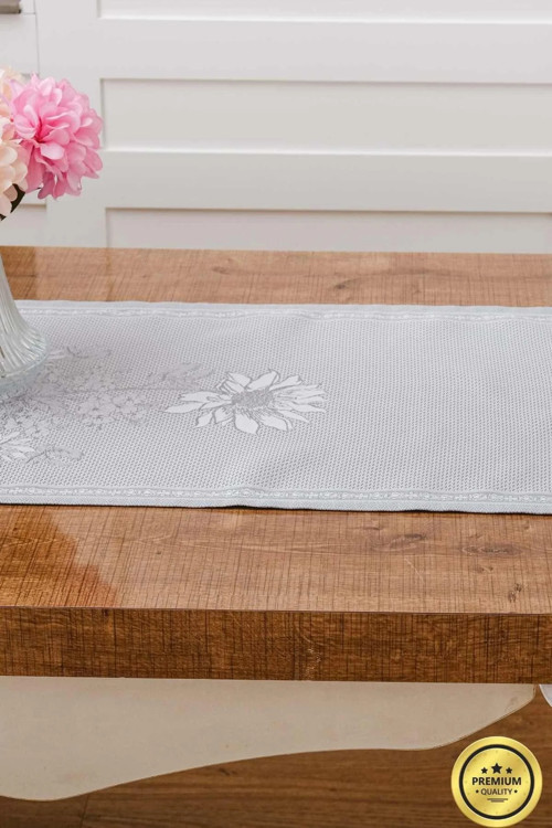 Iris Jaka Rpolyester Kumaş Gri Runner 45x150 Cm 1411