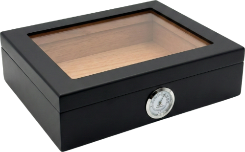 PremiumQuality Recife Siyah Sedir Humidor Puro Kutusu