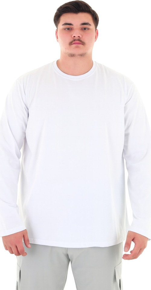 Erkek 115-155 Kilo Arası İçin Uygun Uzun Kol Bisiklet Yaka Mevsimlik Düz Renk İnce Sweatshirt