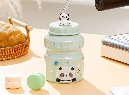 Pipetli Panda Seramik Kupa Yeşil 12 x 8