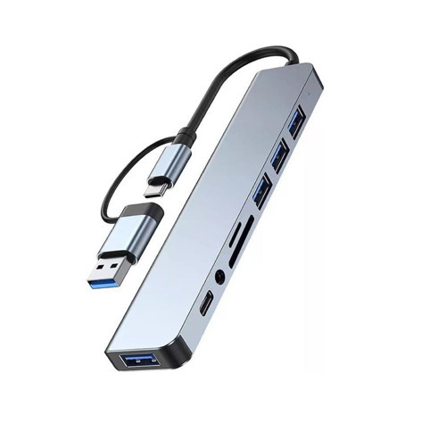 TK-128 8Port Usb Type-C Çoklayıcı Hub Kart Okuyucu