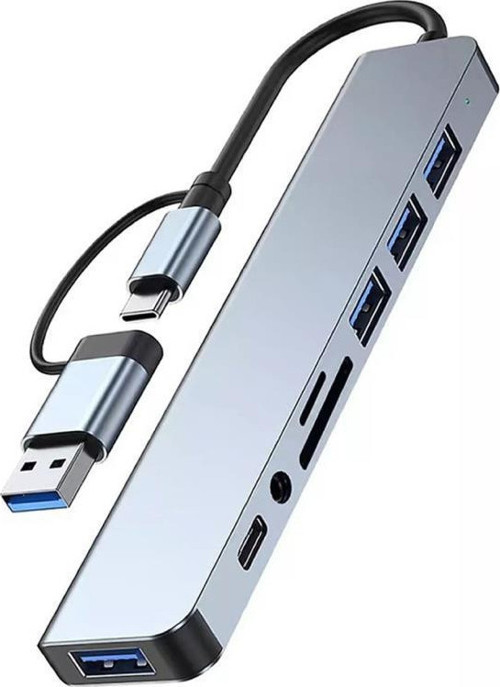 TK-128 8Port Usb Type-C Çoklayıcı Hub Kart Okuyucu
