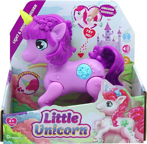 Little Unicorn Sesli ve Işıklı Mor 18 Cm Süper Kaliteli