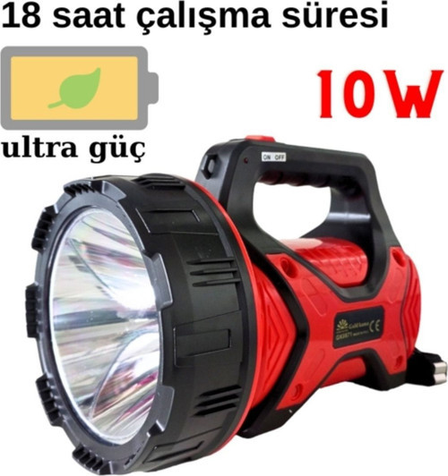 Ulatra güçlü uzun mesafeli 18 saat çalışma 10w ledli projektör el feneri