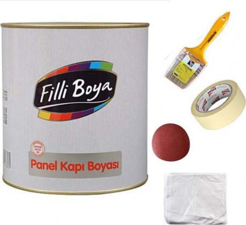 Panel Kapı Boyası Seti Su Bazlı Yarı Mat 2,5 L Rüzgar 145 Fırça Band Hışır Örtü Zımpara