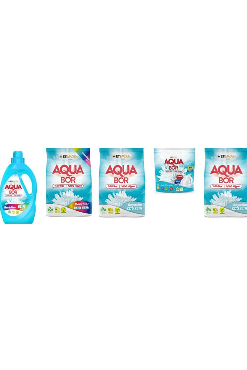 Aquabor Doğal Mineralli Sıvı Renkliler + 4Kg Renkliler + 4Kg Beyaz + Tablet + 4Kg Beyaz Set