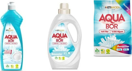 Aquabor Doğal Mineralli Elde Bulaşık + Sıvı Beyaz + 4 Kg Renkliler 3 Lü Set
