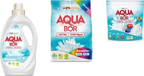 Aquabor Doğal Mineralli Sıvı Beyaz + 4 Kg Renkliler + Tablet 3 Lü Set