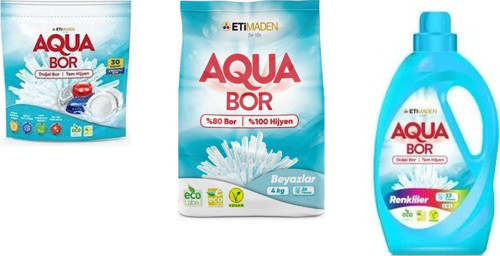 Aquabor Doğal Mineralli Tablet + 4 Kg Beyaz + Sıvı Renkliler 3 Lü Set