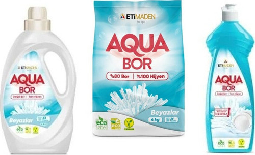 Aquabor Doğal Mineralli Sıvı Beyaz + 4Kg Beyaz + Bulaşık Set