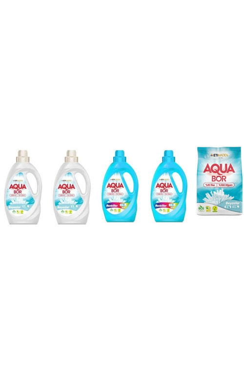 Aquabor Doğal Mineralli Sıvı Beyaz + Sıvı Beyaz + Sıvı Renkliler + Sıvı Renkliler + 4Kg Beyaz Set