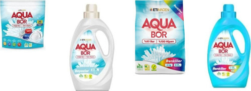 Aquabor Doğal Mineralli Tablet + Sıvı Beyaz + 4 Kg Renkliler + Sıvı Renkliler 4 Lü Set