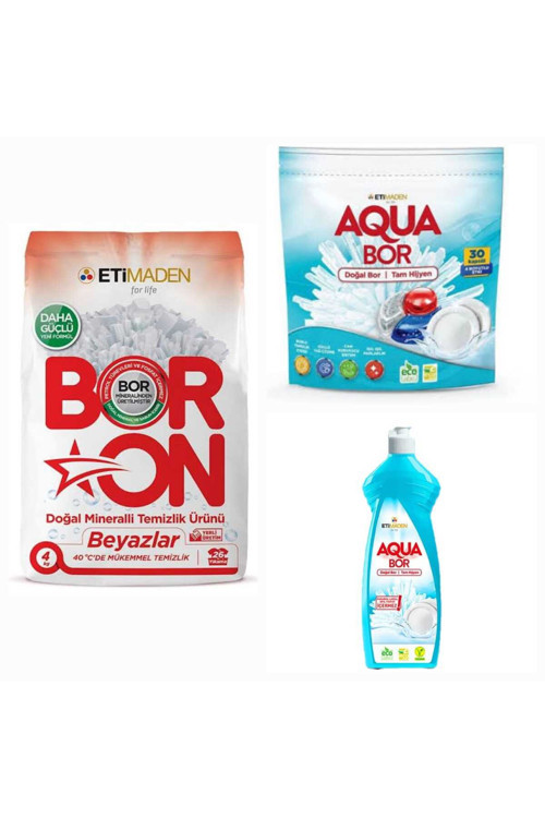 Doğal Mineralli Bulaşık Deterjanı 30 Tablet +Elde Yıkama+Çamaşır Makine Deterjanı