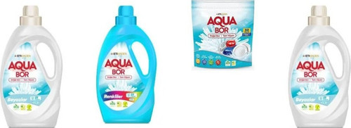 Aquabor Doğal Mineralli Sıvı Beyaz + Sıvı Renkliler + Tablet + Sıvı Beyaz 4 Lü Set