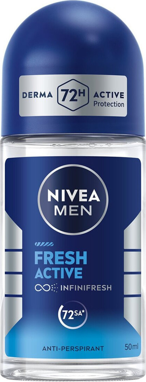 Men Erkek Roll-On Deodorant Fresh Active 72 Saat Anti-Perspirant Koruma 50Ml 3 Adet