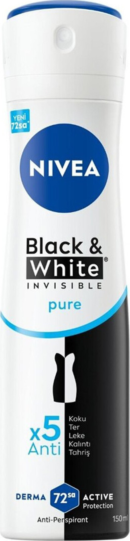Kadın Sprey Deodorant Black&White Invisible Pure 150 Ml 5 Adet