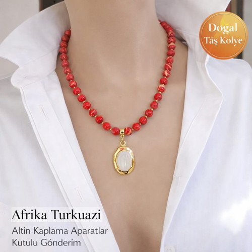 Afrika Turkuazı Doğal Taş Kolye