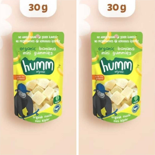 Organik Glutensiz Vegan Muzlu Mini Küpler Atıştırmalık Paketi - 2 Adet * 30 G
