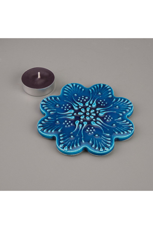 Çini Bardak Altlığı - Turkuaz - 11 Cm