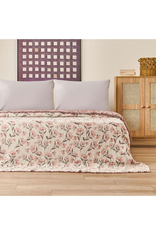 Soft Vinerya Çift Kişilik Yatak Örtüsü - Krem - 220X255 Cm