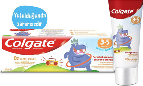 3-5 Yaş Portakal Aromalı Florürsüz Çocuk Diş Macunu 60 Ml 3 Adet