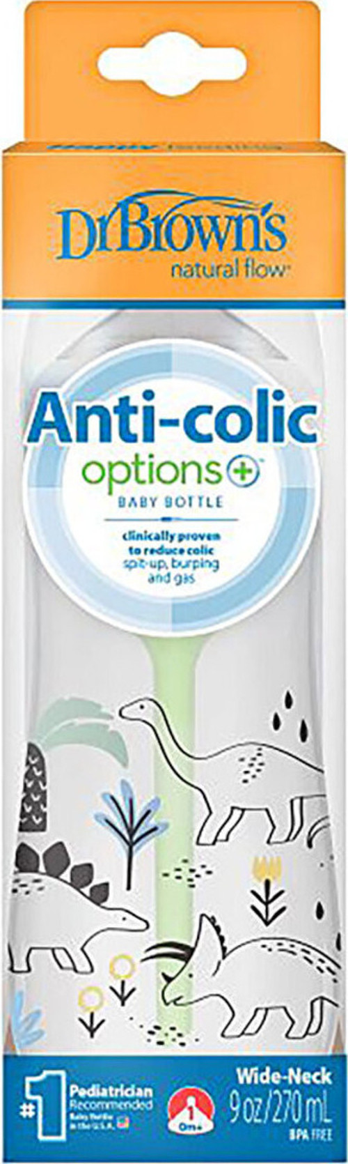 Db 91010 270 Ml Pp Geniş Ağız Anti-Kolik Options+, Dinozor Desenli, Tekli Pak (3 Adet)