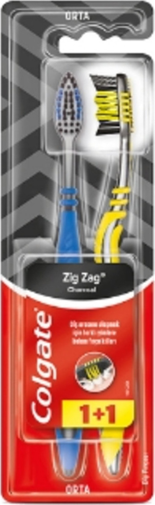 Diş Fırçası Zigzag Kömür 1+1 3 Adet