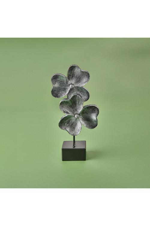 Deco Yonca Dekor - Gümüş / Siyah - 30 Cm