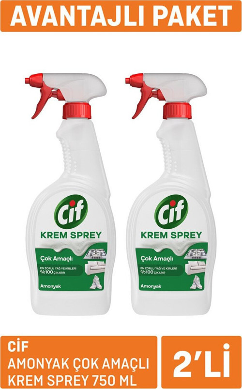 Amonyak Çok Amaçlı Krem Sprey 2 X 750 Ml 2 Adet