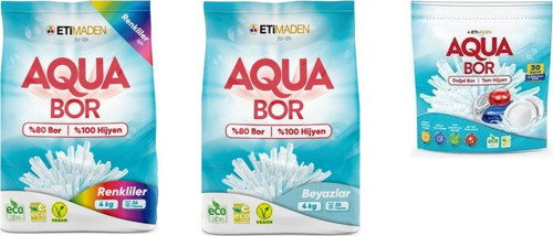 Doğal Mineralli 4 Kg Renkliler + 4 Kg Beyaz + Tablet 3’Lü Set