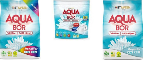 Doğal Mineralli 4 Kg Renkliler + Tablet + 4 Kg Beyaz 3 Lü Set