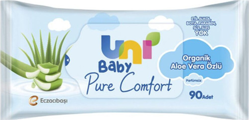 2 Adet Uni Baby Islak Mendil 90'Li Organik Aloe Vera Ozlu 1 Adet