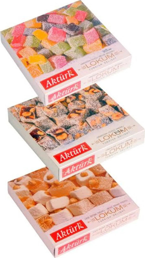 Muhteşem 3'Lü Hediyelik Lokum 300Gr, Bayramlık Lokum Çifte Kavrulmuş Hindistan Cevızli Atıştırmalık