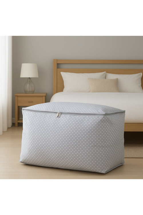 Puantiye Detaylı Büyük Boy Hurç - Gri - 74X46X46 Cm