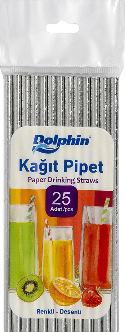 Metalize Gold&Silver Kağıt Pipet 25'Li 3 Adet