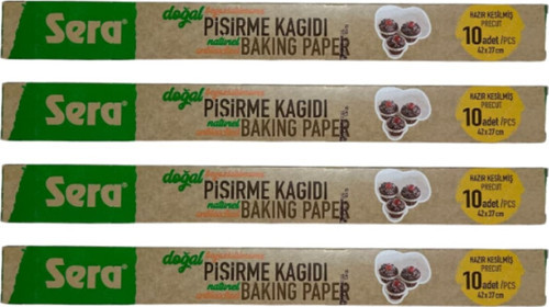 Doğal Beyazlatılmamış Hazır Kesilmiş Pişirme Kağıdı 4X10Lu