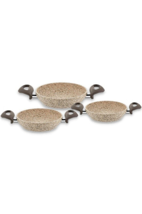 Creamy 3 Parça Granit Tava Seti Sahan Set
