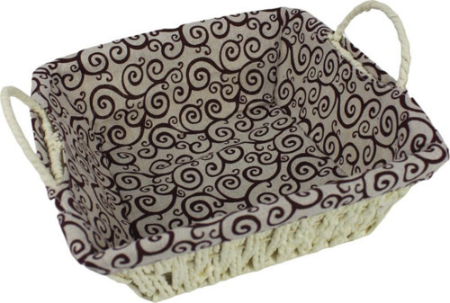 Hasır Rattan Ekmeklik Ekmek Sepeti Kare Kumaşlı