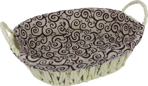 Hasır Rattan Ekmeklik Ekmek Sepeti Oval Kumaşlı