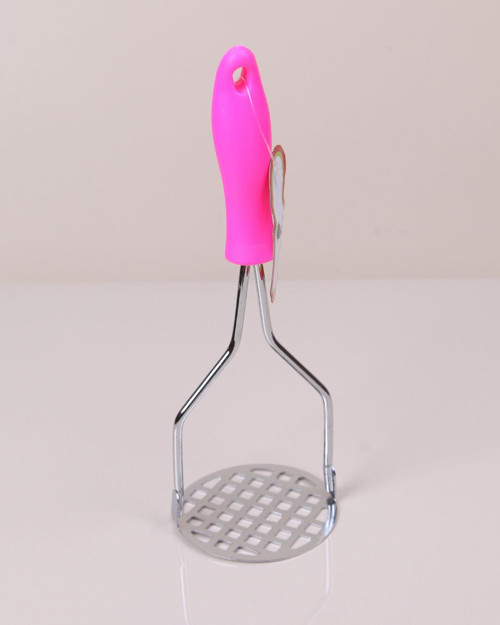 Plastik Saplı Metal Patates Ezici 27cm Pembe