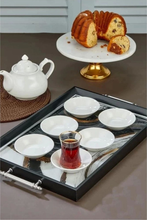 Porselen Beyaz Çay Tabağı 6 Lı