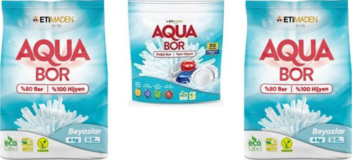 Aquabor Doğal Mineralli 4Kg Beyaz + Tablet + 4Kg Beyaz Set
