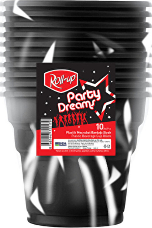 4 Adet Party Dreams Bardak Siyah 10'Lu