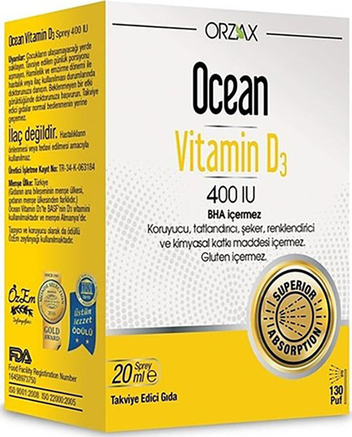 Ocean Vitamin D3 400 Iu Sprey 20Ml (4 Adet)