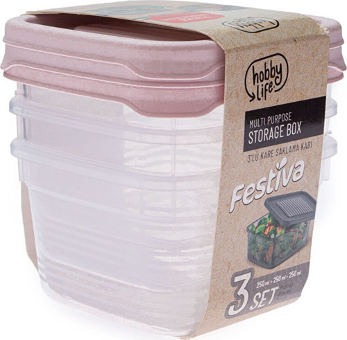 Festiva Kare Saklama Kabı 250Ml - Pembe