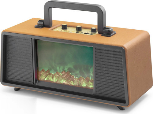 Bluetooth Solar Panelli Fm Radyo Usb Tf Nostaljik Hoparlör Rgb Alev Efektli - Kahverengi FP391S