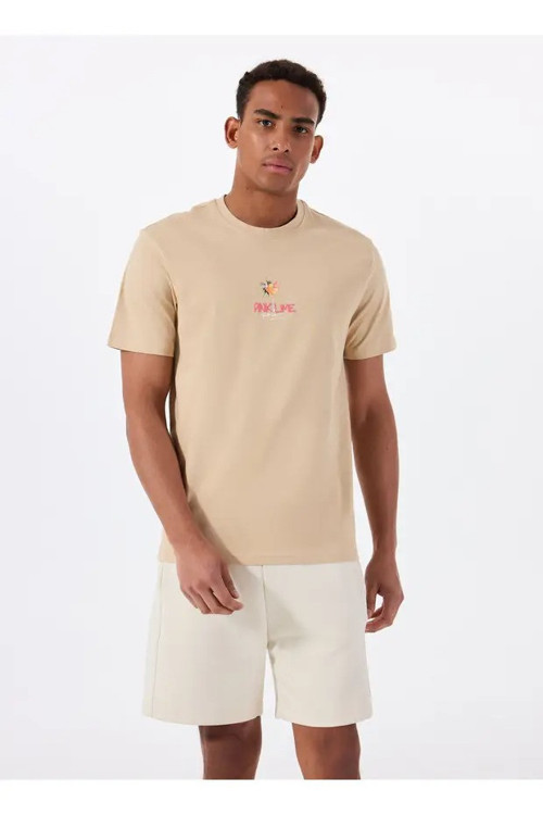ONSERHAN REG SS TEE CS Erkek Bej T-Shirt - 22035586