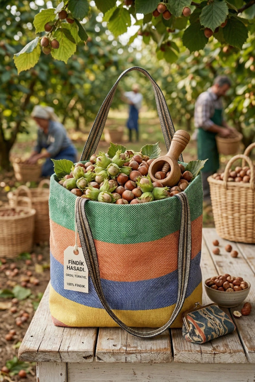 Renkli Kalın Fındık Toplama Sepeti